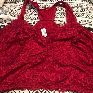 Red lace bralette